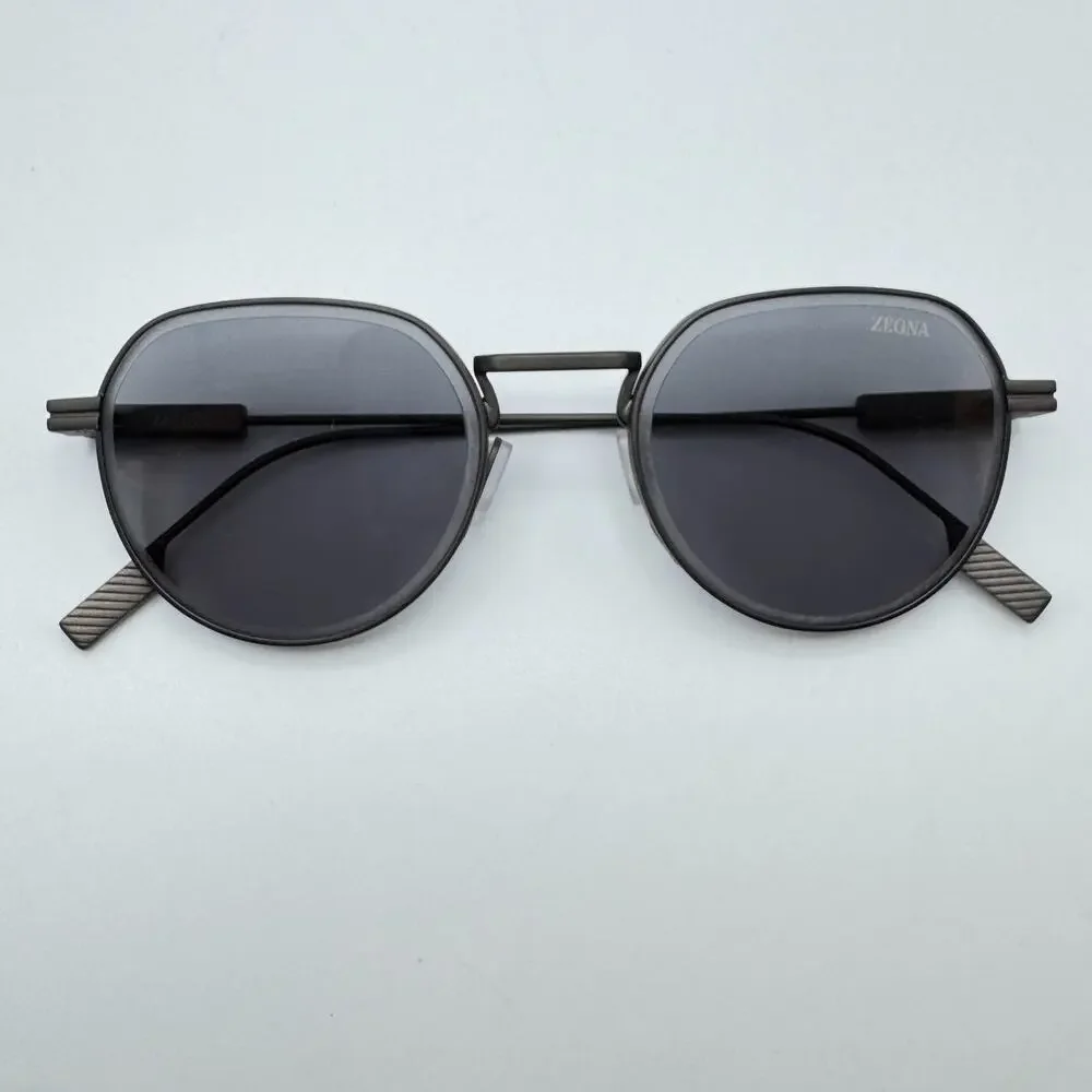 Ermenegildo Zegna Sunglasses EZ0244 09A Matte Gunmetal Frame Gray Lens 52mm